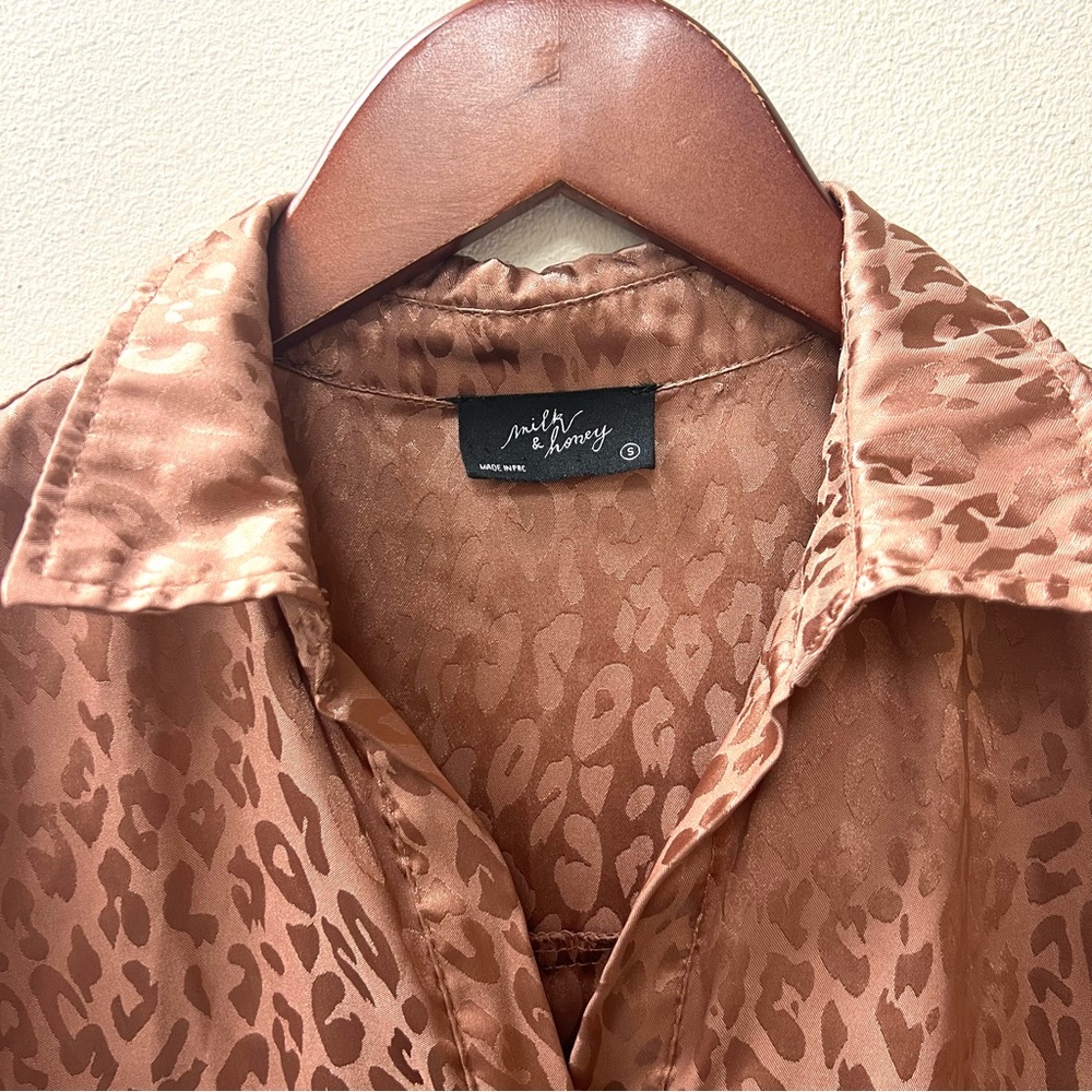 Milk And Honey Printed Button Down With Satin Fin… - image 3
